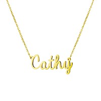 Awegift Women Jewelry Name Necklace Big Initial Gold Plated Best Friend Girls Women Gift For Her Cathy