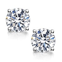 Moissanite Stud Earrings 2Ct 65Mm Df Color Brilliant Round Cut Lab Created Moissanite Earrings 18K White Gold Plated Silver Fr