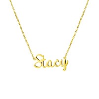 Awegift Women Jewelry Name Necklace Big Initial Gold Plated Best Friend Girls Women Gift For Her Stacy