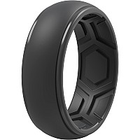 Thunderfit Silicone Rings For Men 1 Ring Breathable Edition Step Edge Rubber Engagement Bands 84Mm Width 1 Ring Dark Gre