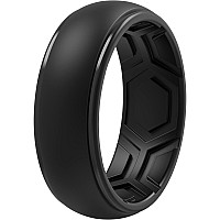 Thunderfit Silicone Rings For Men 1 Ring Breathable Edition Step Edge Rubber Engagement Bands 84Mm Width 1 Ring Black 1