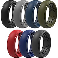 Thunderfit Silicone Rings For Men 7 Rings Breathable Edition Step Edge Rubber Engagement Bands 84Mm Width 14515 2382Mm