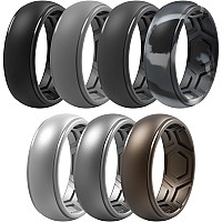 Thunderfit Silicone Rings For Men 7 Rings Breathable Edition Step Edge Rubber Engagement Bands 84Mm Width 657 173Mm