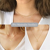 Aisansty Layered Gold Heart Initial Necklaces For Women Girls 14K Gold Plated Handmade Dainty Tiny Heart Personalized Letter Coi