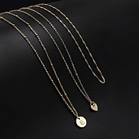 Aisansty Layered Gold Heart Initial Necklaces For Women Girls 14K Gold Plated Handmade Dainty Tiny Heart Personalized Letter Coi