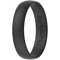 Thunderfit Silicone Wedding Ring For Men Women 1 Ring Rubber Engagement Bands 4Mm 1 Ring Black 758 182Mm