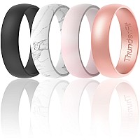 Thunderfit Silicone Wedding Ring For Men Women 1 Ring Rubber Engagement Bands 5Mm Black Marble Light Pink Mix Rose Gol