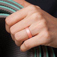 Thunderfit Silicone Wedding Ring For Men Women 1 Ring Rubber Engagement Bands 5Mm Black Marble Light Pink Mix Rose Gol