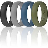 Thunderfit Silicone Wedding Ring For Men Women 1 Ring Rubber Engagement Bands 5Mm Dark Blue Dark Green Dark Grey Black