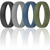 Thunderfit Silicone Wedding Ring For Men Women 1 Ring Rubber Engagement Bands 4Mm Dark Blue Dark Green Dark Grey Black