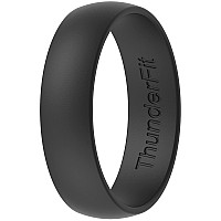 Thunderfit Silicone Wedding Ring For Men Women 1 Ring Rubber Engagement Bands 5Mm 1 Ring Black 10511 206Mm