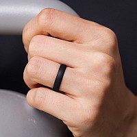 Thunderfit Silicone Wedding Ring For Men Women 1 Ring Rubber Engagement Bands 4Mm Black Marble Light Pink Mix Rose Gol