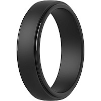 Thunderfit Silicone Rings For Men 1 Ring Stepped Edge Rubber Wedding Bands 7Mm Wide 1 Ring Black 14515 2382Mm