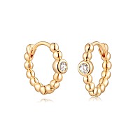 Myears Women Diamond Earrings Gold Huggie Beaded Hoop Dot Sleeper Diamond Cubic Zirconia 14K Gold Filled Small Simple Handmade H