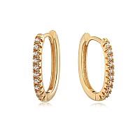 Myears Women Diamond Earrings Gold Huggie U Hoop Cubic Zirconia 14K Gold Filled Small Simple Handmade Hypoallergenic Everyday Je