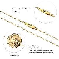 Cieltear 18K Gold Plated Sterling Silver Chain Necklace For Women 08Mm Box Chain Italian Necklace Chain Super Strong Thin