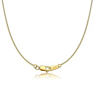 Cieltear 18K Gold Plated Sterling Silver Chain Necklace For Women 08Mm Box Chain Italian Necklace Chain Super Strong Thin