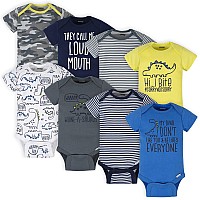 Onesies Brand Baby Boys 8Pack Short Sleeve Mix Match Bodysuits Grey Dino 69 Months