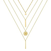 Turandoss Layered Gold Necklaces For Women 14K Gold Layered Necklace 4 Necklaces Layered Gold Delicate Star Necklace Minimalis