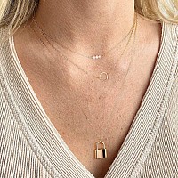 Layered Lock Necklace For Women 14K Gold Plated Dainty Pearl Layered Lock Necklace For Women Layering Interlocking Infinity Loc