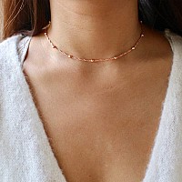 Turandoss Layered Rose Gold Necklaces For Women 14K Rose Gold Layered Rose Gold Triangle Necklace Multi Layered Necklaces For W