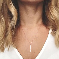 Turandoss Layered Rose Gold Necklaces For Women 14K Rose Gold Layered Rose Gold Triangle Necklace Multi Layered Necklaces For W