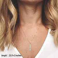 Turandoss Delicate Layered Necklaces For Women Layered Necklace Bar Stacked Necklace Layer Necklace Multi Disc Bead Layered Ne