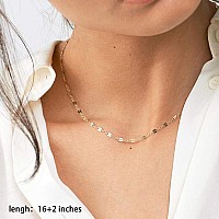 Turandoss Gold Layered Necklaces For Women 14K Gold Plated Disc Bar Dainty Handmade Hammered Layered Necklaces For Women