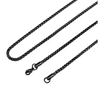 Hzman 30 Mm Stainless Steel Wheat Silver Chain Necklaces For Men Women 16 30 Black 2200