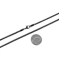 Hzman 30 Mm Stainless Steel Wheat Silver Chain Necklaces For Men Women 16 30 Black 2200