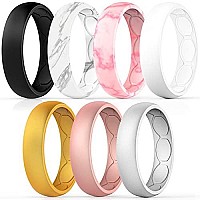 Forthee 7 Pack Breathable Designed Silicone Wedding Ring For Women 57Mm Silicone Rubber Band Durable Wedding Ring Replacement