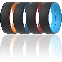 Thunderfit Silicone Wedding Ringengagement Band For Men 4 Pack 2 Layer Round Silicone Rings 859 189Mm