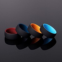 Thunderfit Silicone Wedding Ringengagement Band For Men 4 Pack 2 Layer Round Silicone Rings 859 189Mm