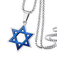 555Jewelry Stainless Steel Star Of David Necklace For Men Boys Box Chain Star Of David Necklace For Women Small Jewish Star