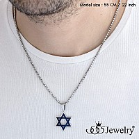 555Jewelry Stainless Steel Star Of David Necklace For Men Boys Box Chain Star Of David Necklace For Women Small Jewish Star