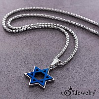 555Jewelry Stainless Steel Star Of David Necklace For Men Boys Box Chain Star Of David Necklace For Women Small Jewish Star