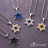 555Jewelry Stainless Steel Star Of David Necklace For Men Boys Box Chain Star Of David Necklace For Women Small Jewish Star