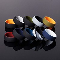 Thunderfit Silicone Wedding Ringengagement Band For Men 10 Pack 2 Layer Round Silicone Rings 15516 245Mm