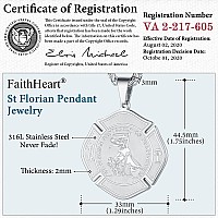 Faithheart Saint Florian Pendant Stainless Steel Fire Fighter Protector Medal With 24 Inches Chain Silver