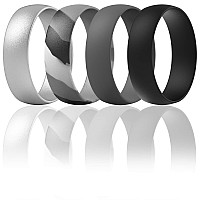 Thunderfit Silicone Wedding Rings For Men Women 63Mm Wide 165Mm Thick Grey Camo Black Grey Silver 15516 2347Mm