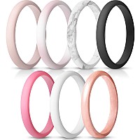 Thunderfit Womens Band Rings Thin And Stackable Silicone Rings Wedding Ring For Women 7 Rings 10511 206Mm