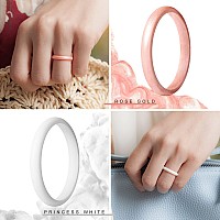 Thunderfit Womens Band Rings Thin And Stackable Silicone Rings Wedding Ring For Women 7 Rings 10511 206Mm