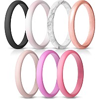 Thunderfit Womens Band Rings Thin And Stackable Silicone Rings Wedding Ring For Women 7 Rings 10511 206Mm