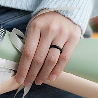 Thunderfit Womens Band Rings Thin And Stackable Silicone Rings Wedding Ring For Women 1 Ring Black 9510 198Mm