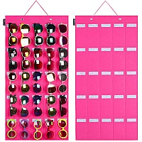 Arouy Sunglasses Organizer Storage Hanging Wall Pocket Glasses Organizer 25 Felt Slots Sunglass Organizer Holder Eyeglass Dis