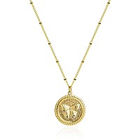 Vacrona Gold Coin Necklace For Women 14K Gold Plated Butterfly Coin Disk Pendant Necklace Handmade Trendy Jewelry Gifts For Gir