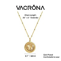 Vacrona Gold Coin Necklace For Women 14K Gold Plated Butterfly Coin Disk Pendant Necklace Handmade Trendy Jewelry Gifts For Gir