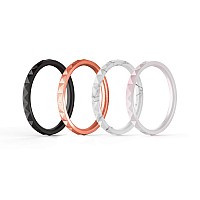 Thunderfit Thin And Stackable Silicone Rings 4 Rings Women Silicone Wedding Bands Diamond Pattern Width 25Mm Thickness