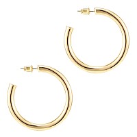 Pavoi 14K Yellow Gold Hoop Earrings For Women 35Mm Thick 45Mm Infinity Gold Hoops Women Earrings Gold Plated Loop Earrings