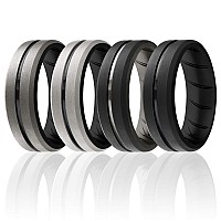 Roq Silicone Rubber Wedding Ring For Men Comfort Fit Mens Wedding Band Breathable Rubber Engagement Band 8Mm Wide 2Mm Thick